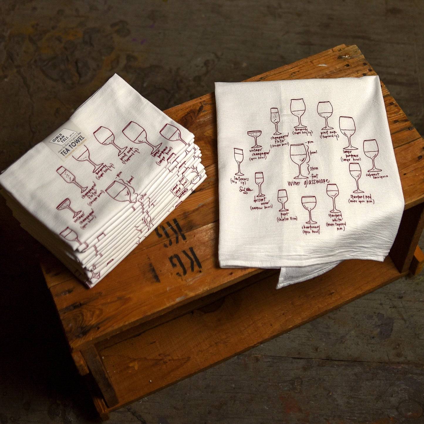 Wine Glass and Wine Varietal Kitchen Towel