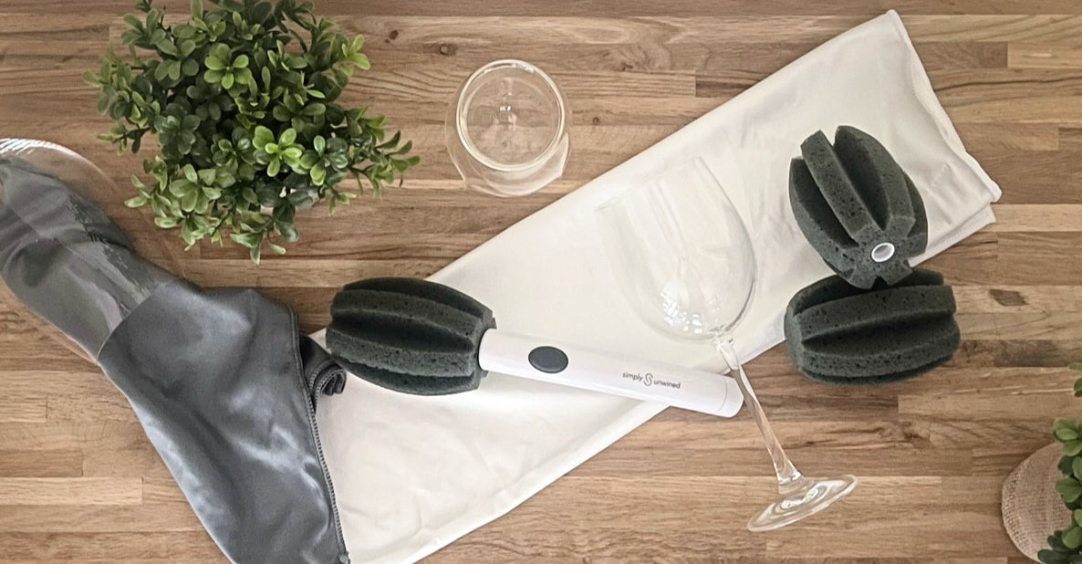 Load video: See The Wine Brush Cleaning Wine Glasses