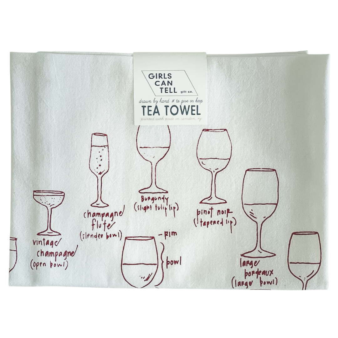 Wine Glass and Wine Varietal Kitchen Towel